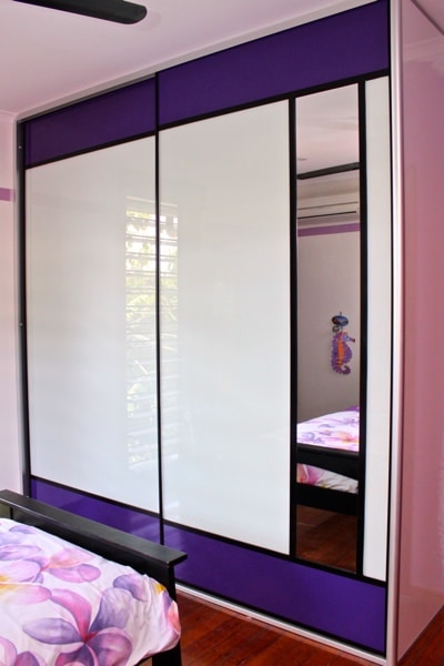 Sliding Doors with Purple Mesh and mirror